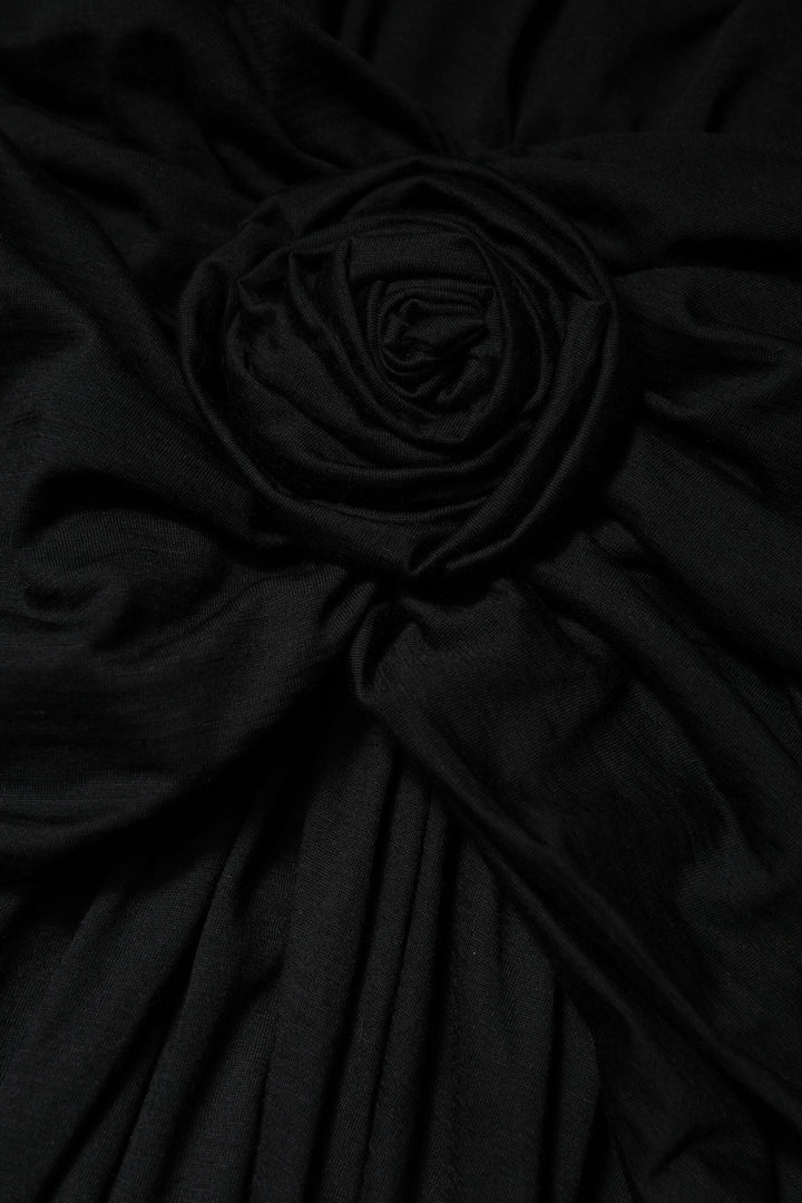 Dolce & Gabbana Black Wool Long Sleeves Sheath Midi Dress