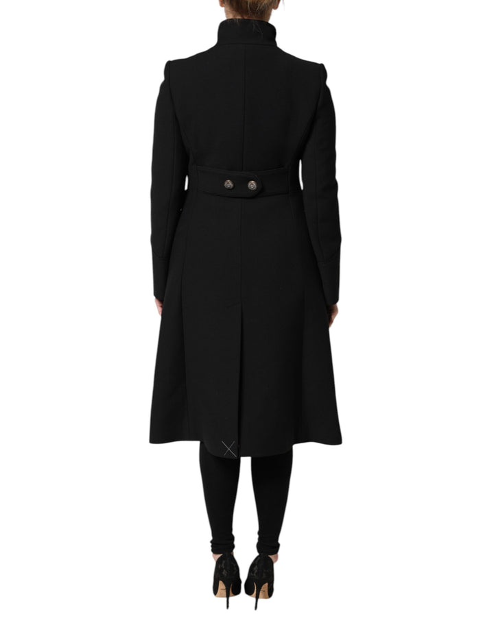 Dolce & Gabbana Black Wool Single Breasted Trench Coat Jacket