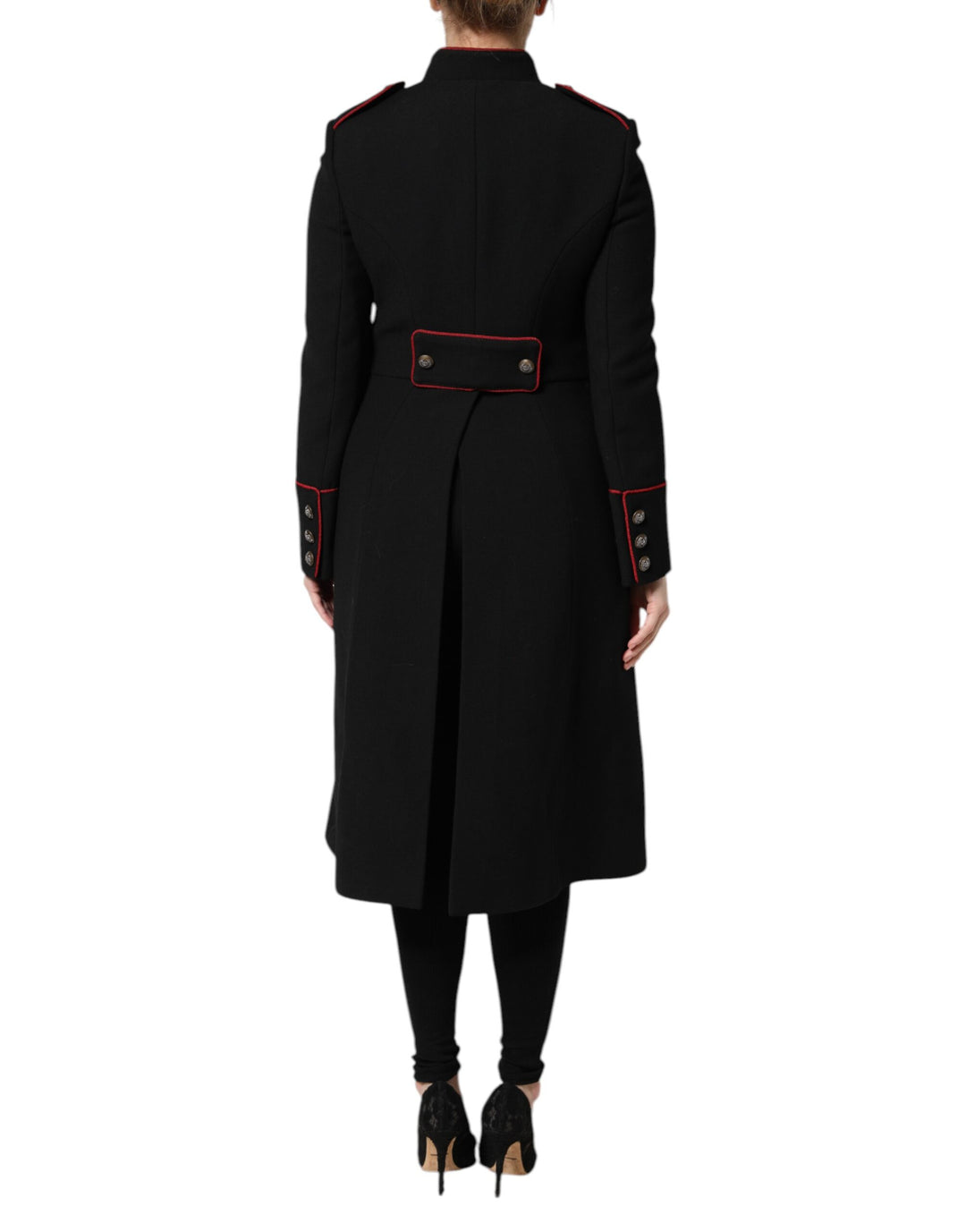 Dolce & Gabbana Black Wool Single Breasted Trench Coat Jacket