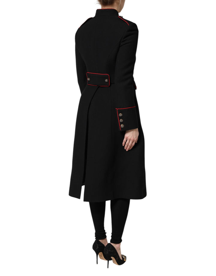 Dolce & Gabbana Black Wool Single Breasted Trench Coat Jacket