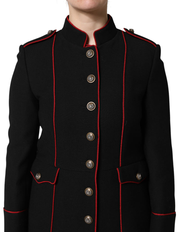 Dolce & Gabbana Black Wool Single Breasted Trench Coat Jacket