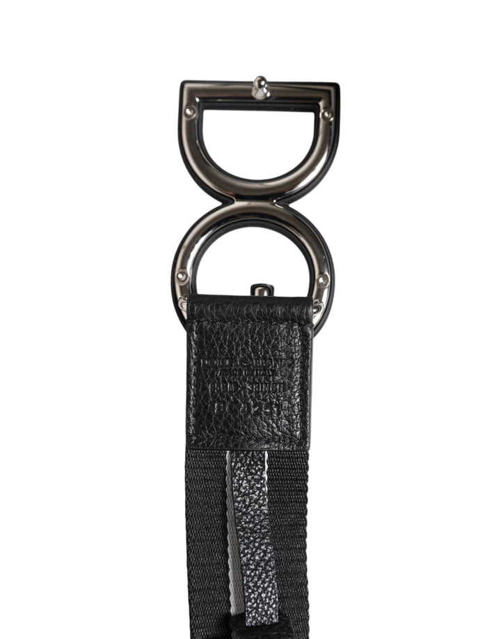 Dolce & Gabbana Black Polyester Logo Print DG Buckle Belt