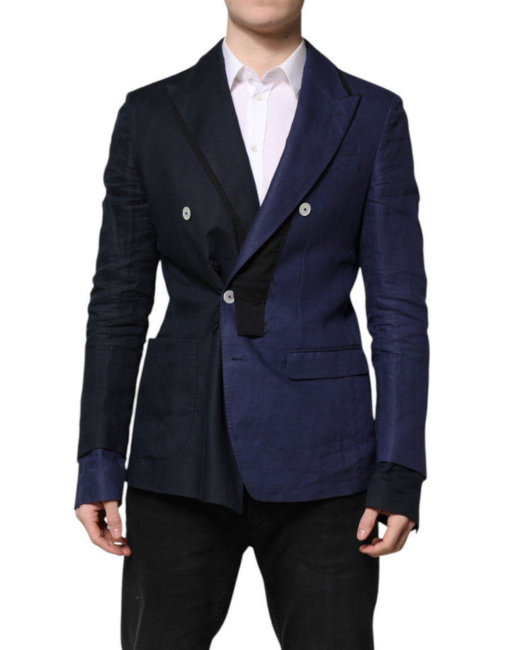 Dolce & Gabbana Navy Blue Double Breasted Suit Coat Blazer