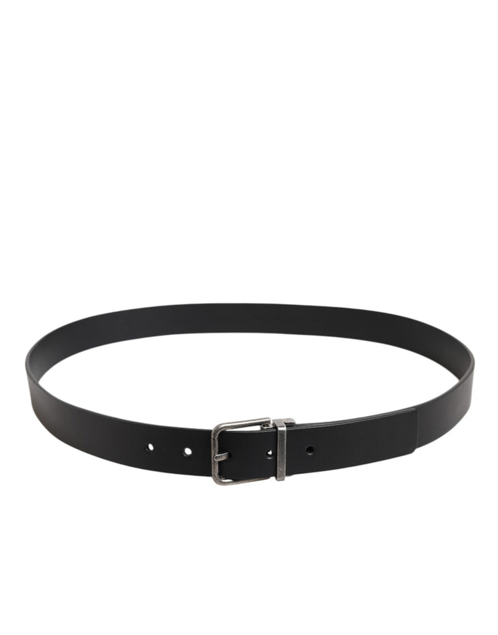 Dolce & Gabbana Black Classic Leather Metal Buckle Belt