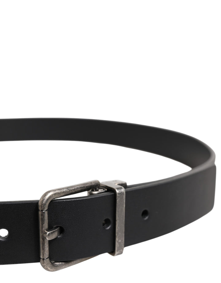 Dolce & Gabbana Black Classic Leather Metal Buckle Belt