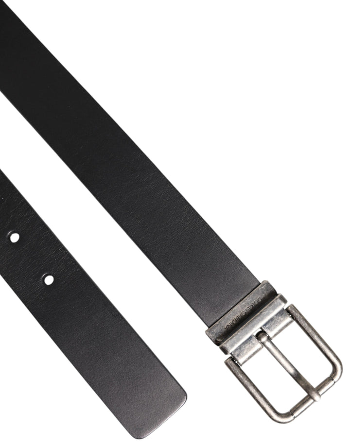 Dolce & Gabbana Black Classic Leather Metal Buckle Belt