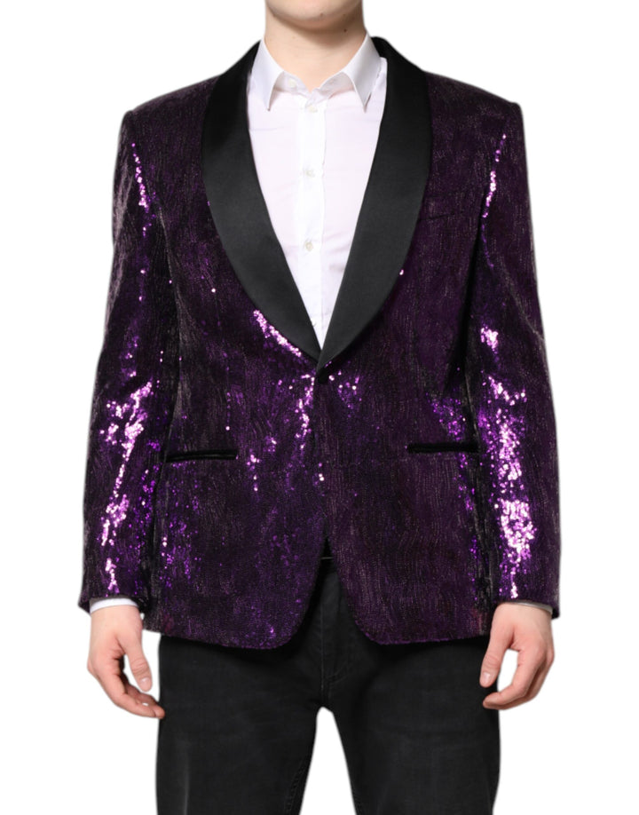 Dolce & Gabbana Purple SICILIA Sequin Embellish Coat Jacket