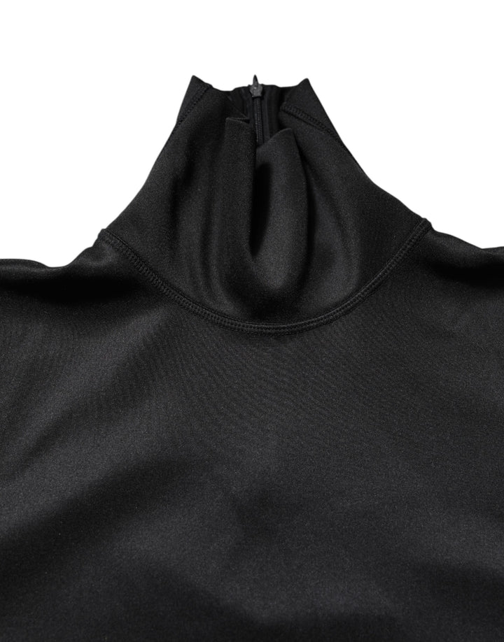 Dolce & Gabbana Black Polyester Turtleneck Pullover Sweater