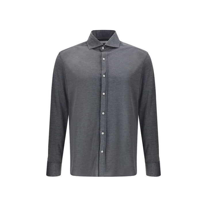 Brunello Cucinelli Gray Silk Shirt