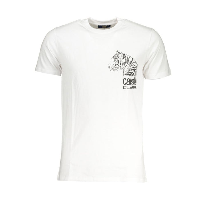 Cavalli Class Bianco Cotton Men T-Shirt