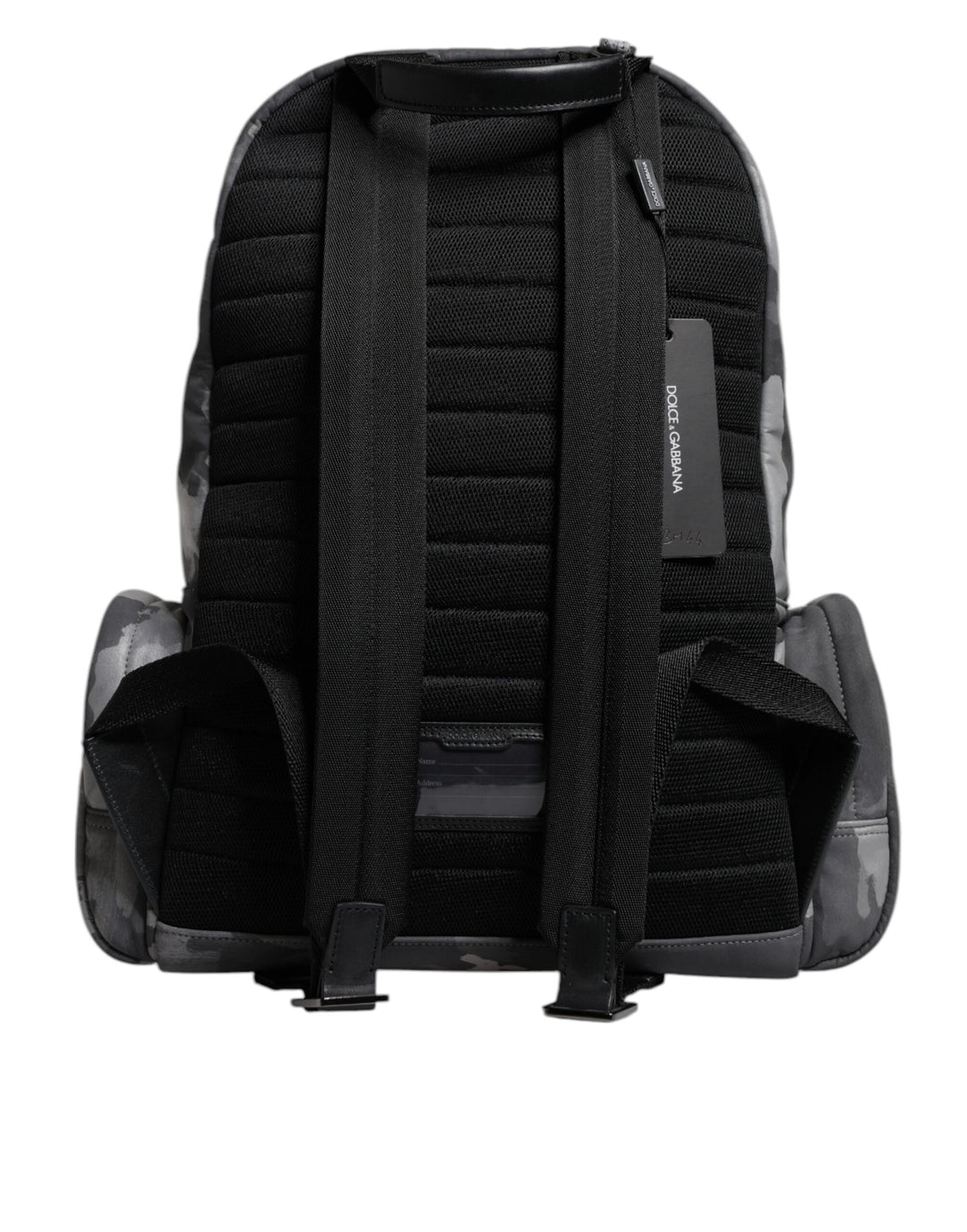 Dolce & Gabbana Gray Cotton Camouflage Logo Plaque Backpack Bag