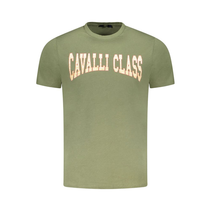 Cavalli Class Green Cotton Men T-Shirt