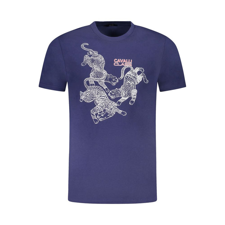 Cavalli Class Blue Cotton Men T-Shirt