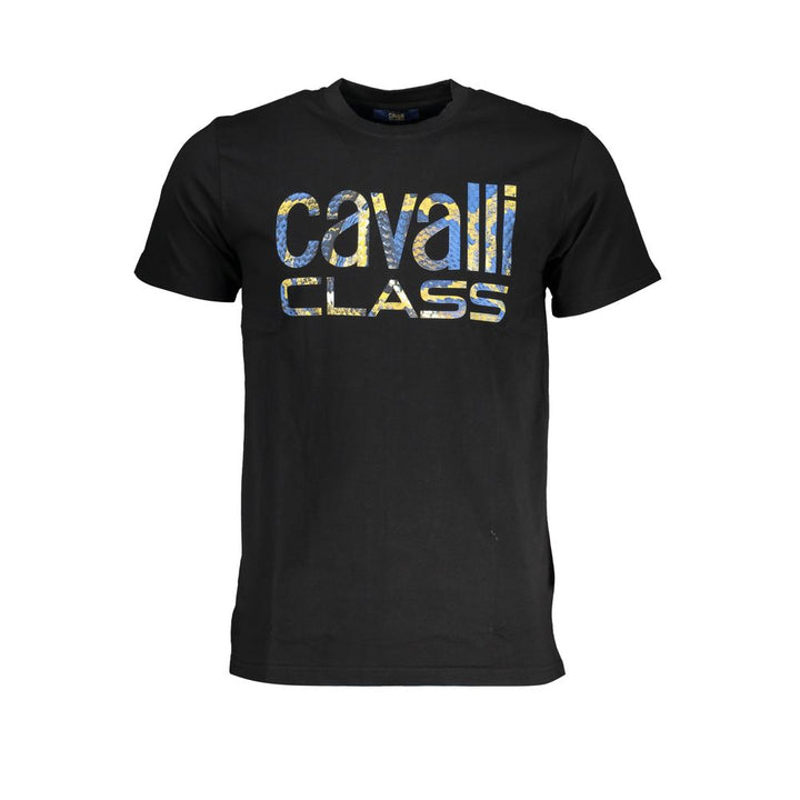 Cavalli Class Black Cotton Men T-Shirt