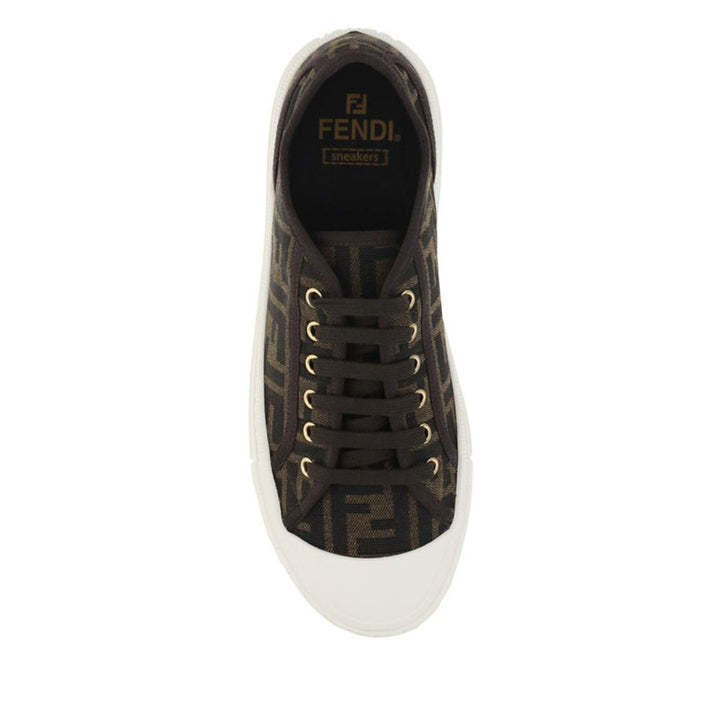 Fendi Brown Polyamide Low Top Sneakers