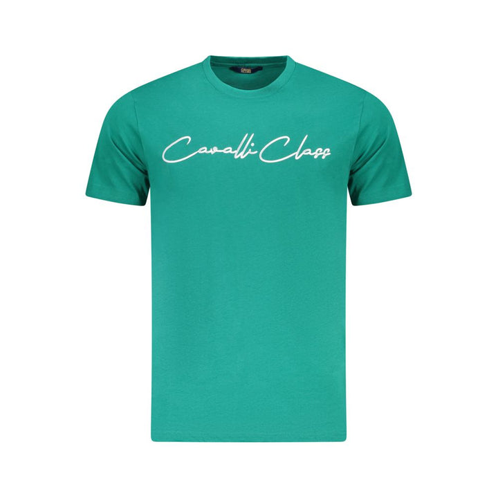 Cavalli Class Green Cotton Men T-Shirt