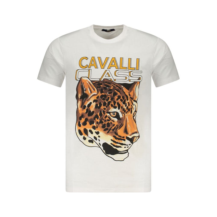 Cavalli Class White Cotton Men T-Shirt