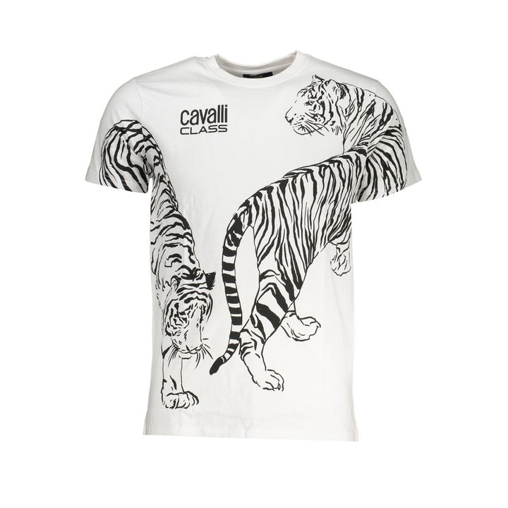 Cavalli Class Bianco Cotton Men T-Shirt