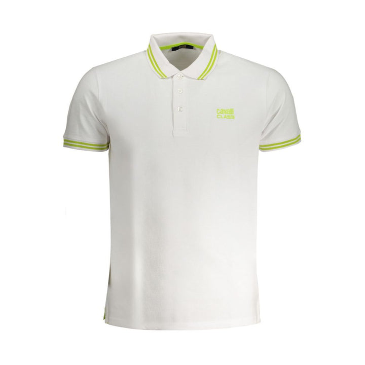 Cavalli Class White Cotton Men Polo Shirt