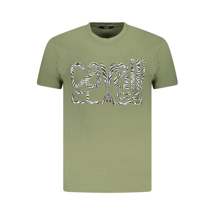 Cavalli Class Green Cotton Men T-Shirt