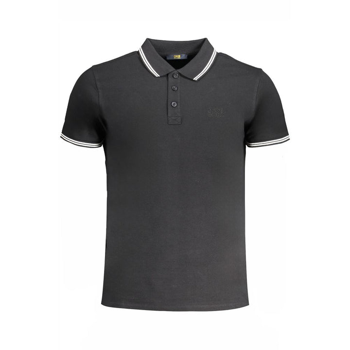 Cavalli Class Black Cotton Men's Polo Shirt