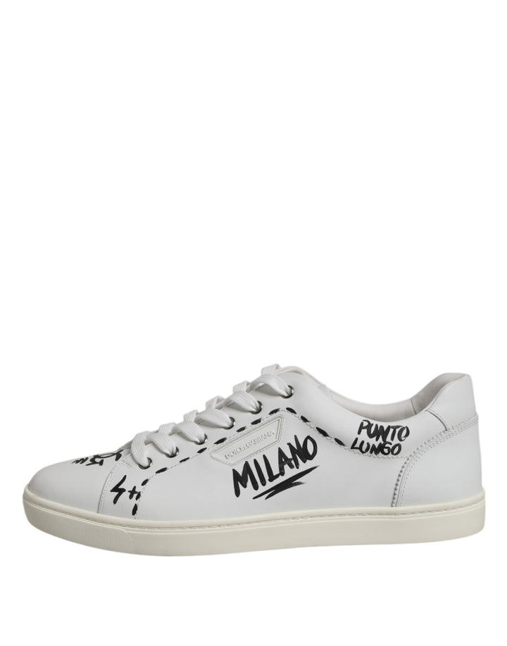 Dolce & Gabbana White London Calf Leather Men Sneakers Shoes