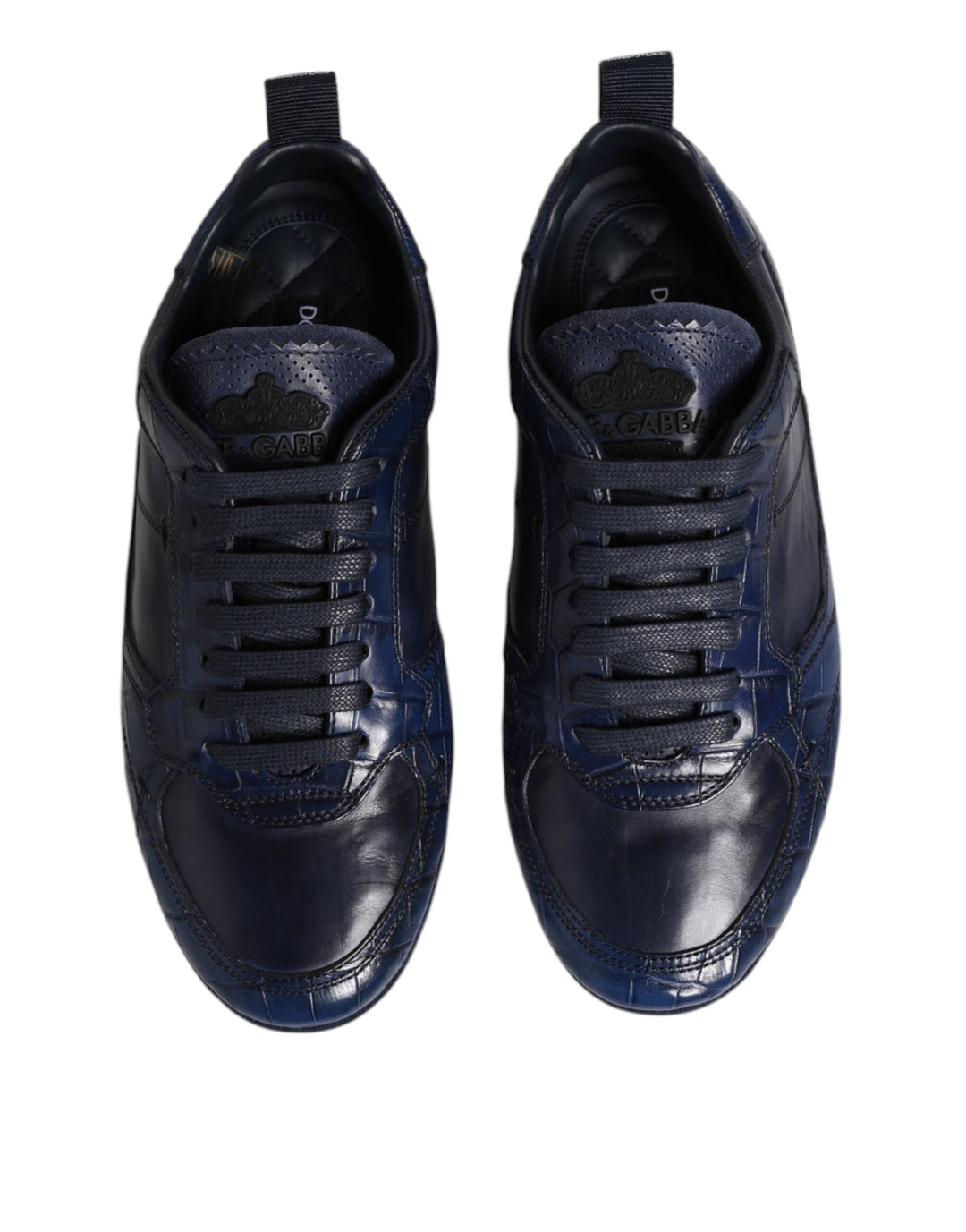 Dolce & Gabbana Dark Blue Leather Low Top Men Sneakers Shoes