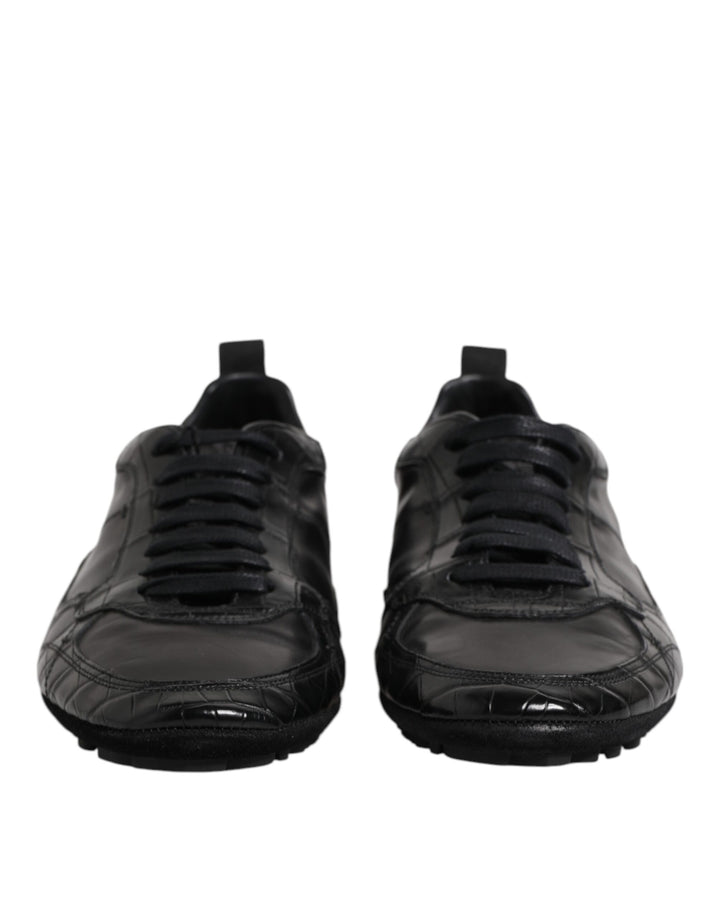 Dolce & Gabbana Black Exotic Leather Low Top Sneakers Shoes