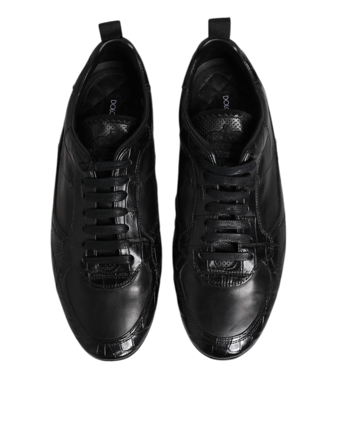 Dolce & Gabbana Black Exotic Leather Low Top Sneakers Shoes