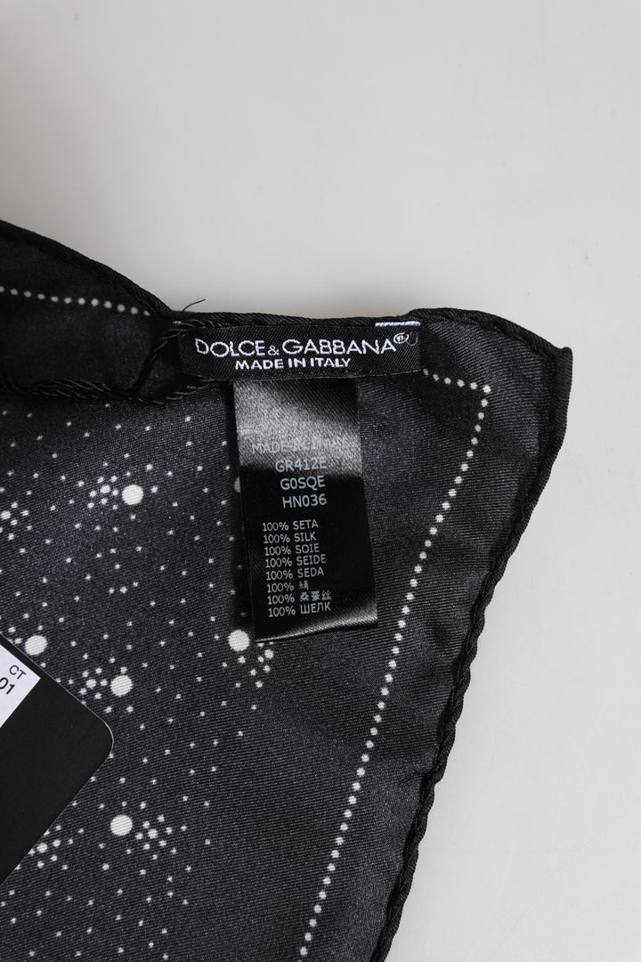Dolce & Gabbana Black White Printed Square Men Foulard Scarf
