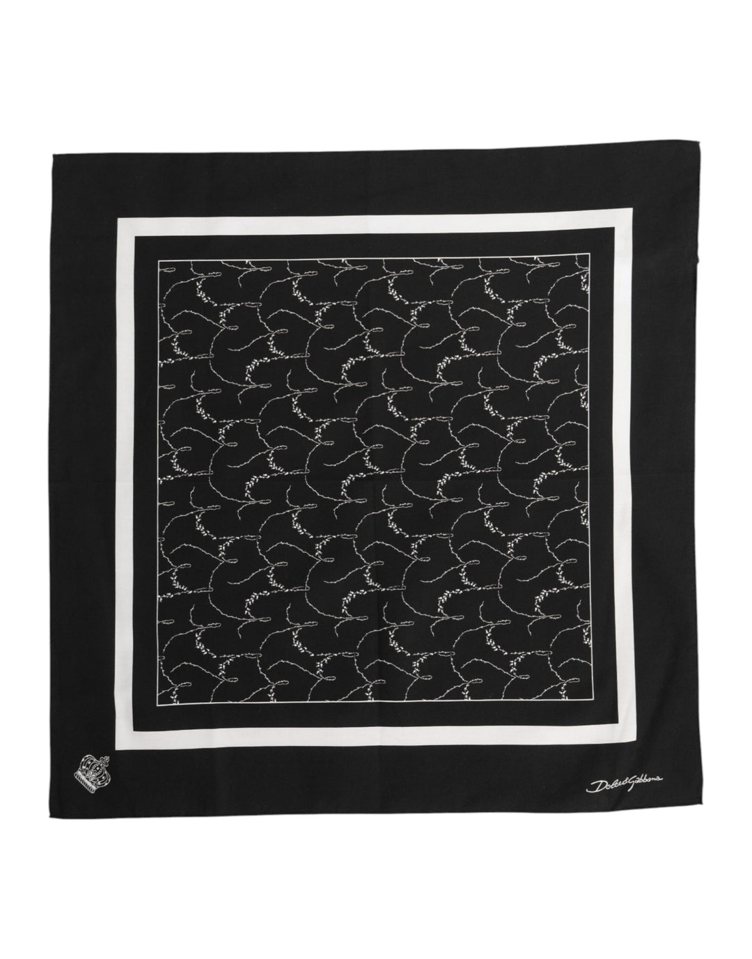 Dolce & Gabbana Black White Printed Square Foulard Scarf