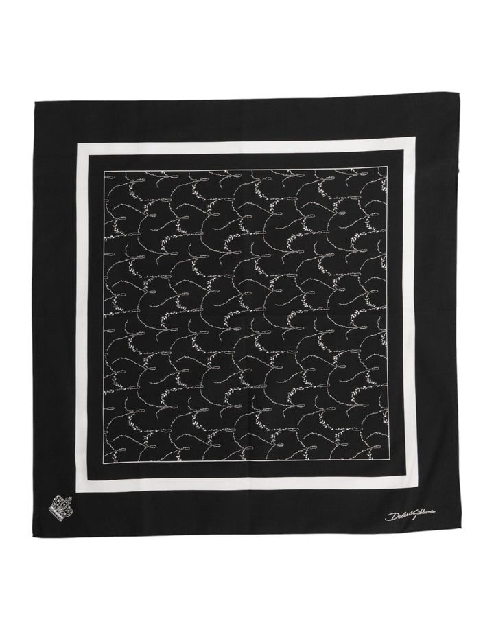 Dolce & Gabbana Black White Printed Square Foulard Scarf