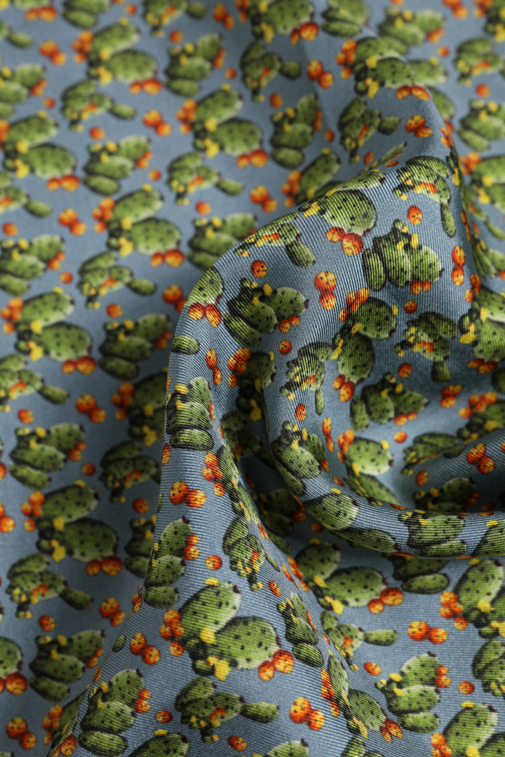 Dolce & Gabbana Gray Green Cactus Print Square Foulard Scarf