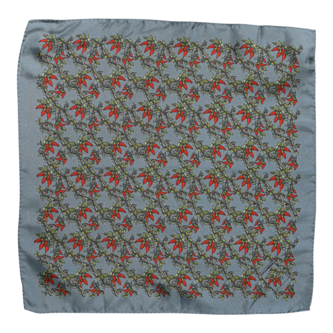 Dolce & Gabbana Gray Chilis Silk Square Men Foulard Scarf