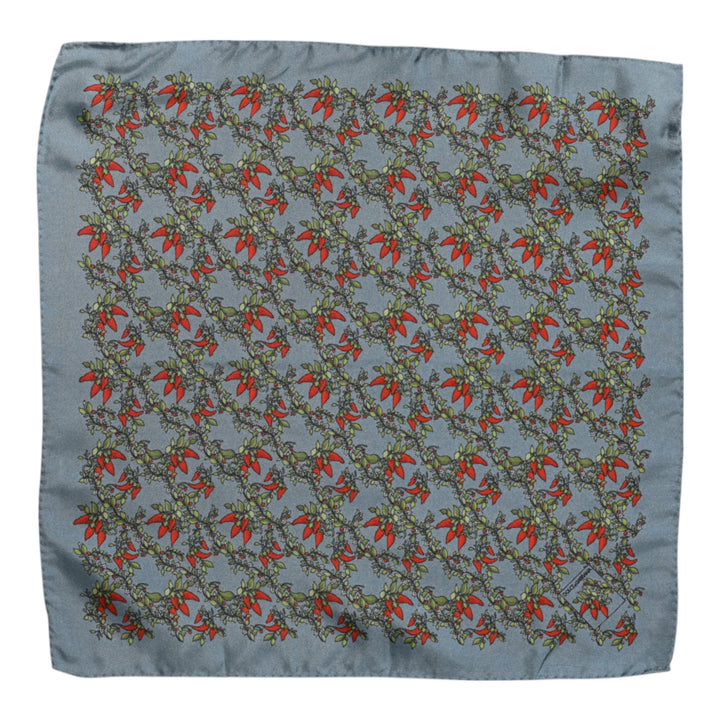 Dolce & Gabbana Gray Chilis Silk Square Men Foulard Scarf