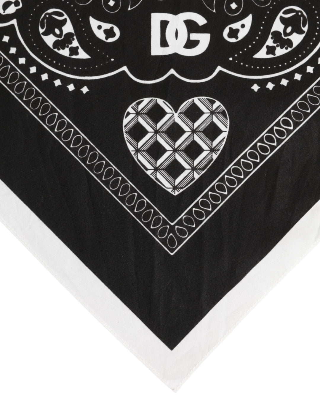 Dolce & Gabbana Black White Bandana Square Men Foulard Scarf