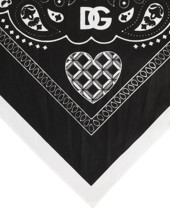 Dolce & Gabbana Black White Bandana Square Men Foulard Scarf