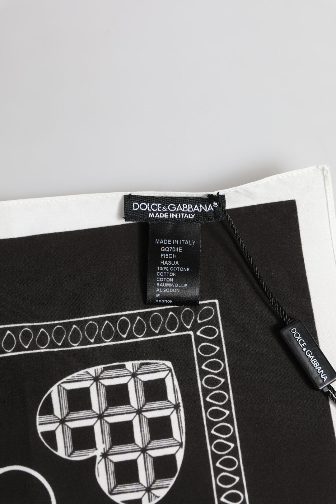 Dolce & Gabbana Black White Bandana Square Men Foulard Scarf