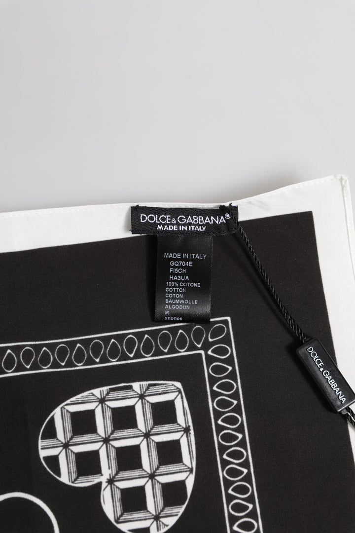 Dolce & Gabbana Black White Bandana Square Men Foulard Scarf
