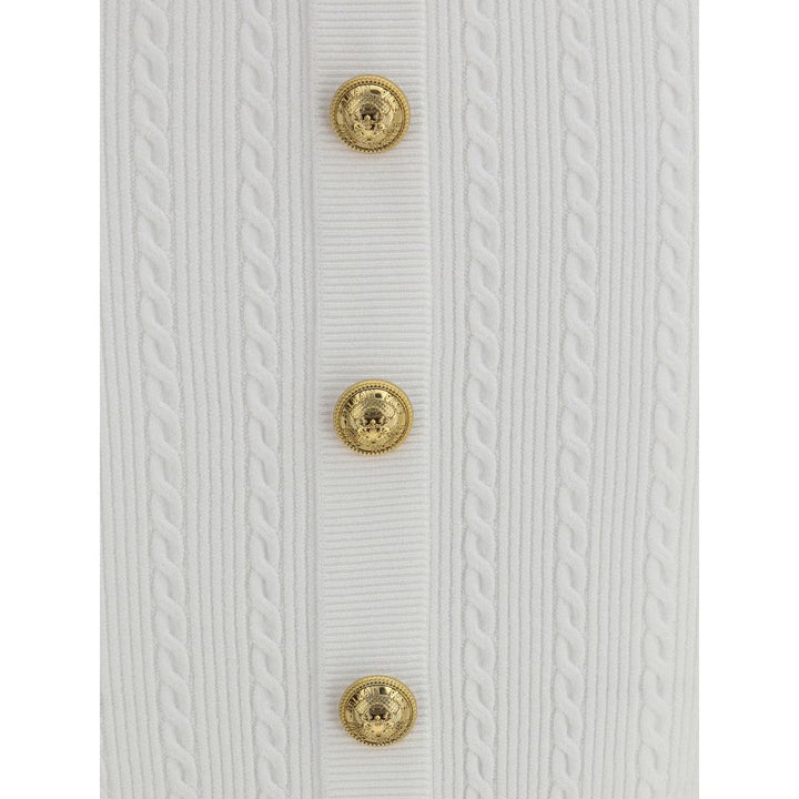 Balmain White Viscose Midi Skirt