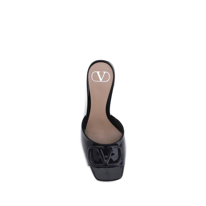Valentino Garavani Black Calf Leather Bos Taurus Flat Sandals