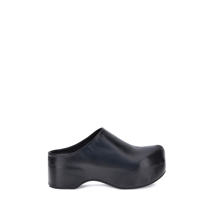 Marni Black Calf Leather Bos Taurus Clogs