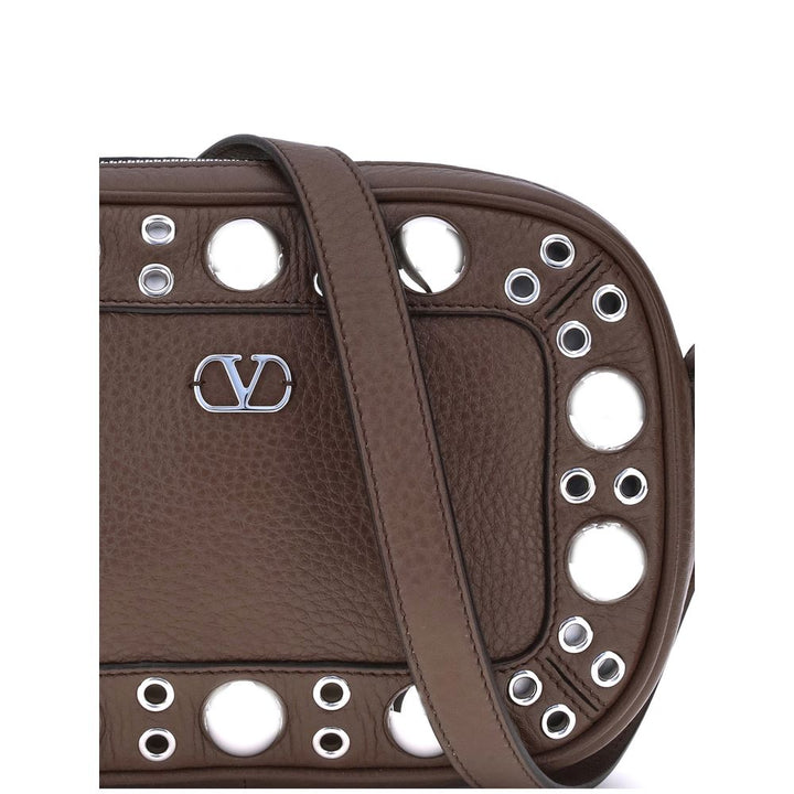 Valentino Garavani Brown Calf Leather Bos Taurus Shoulder Bag