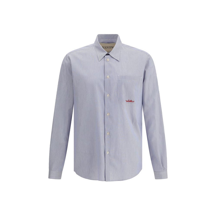 Valentino Blue Cotton Pattern Shirt