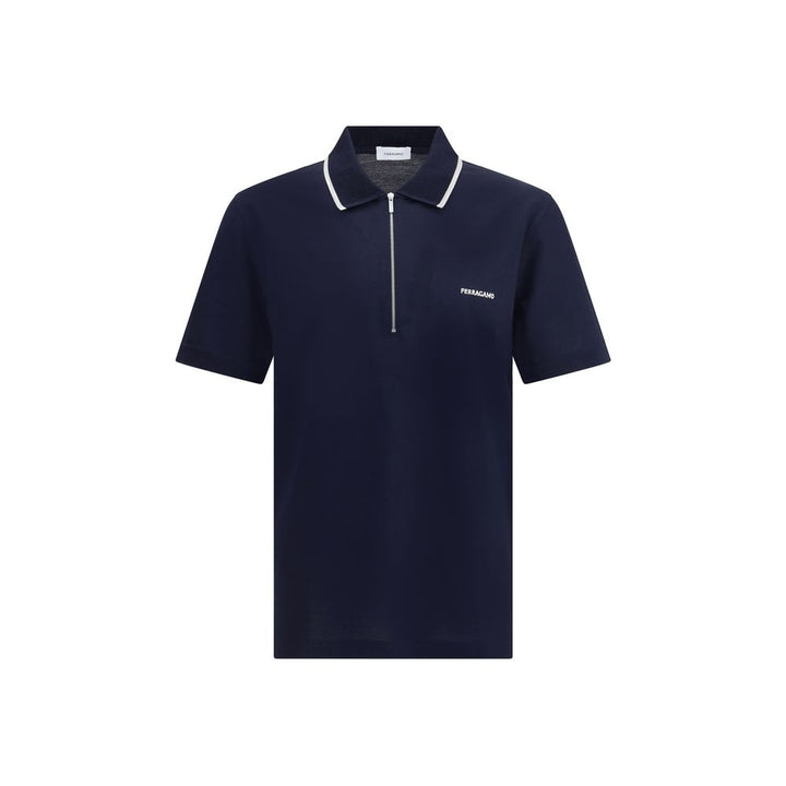 Ferragamo Blue Cotton Polo Shirt