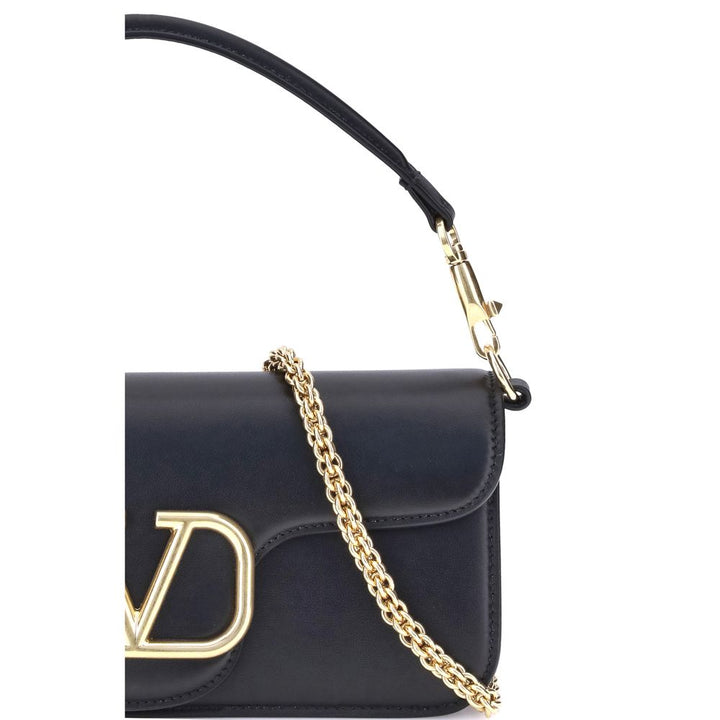 Valentino Garavani Black Calf Leather Bos Taurus Shoulder Bag