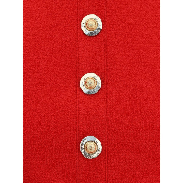 Balmain Red Fleece Wool Top