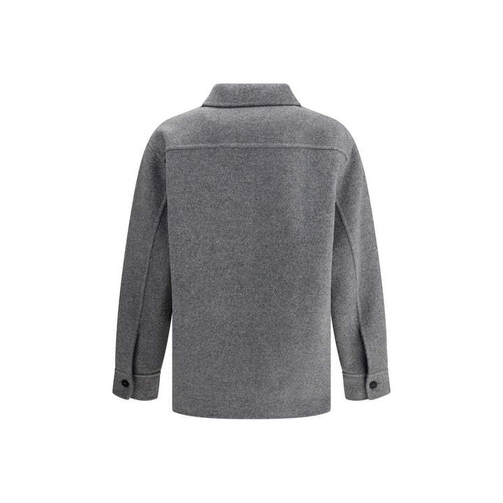 Jil Sander Gray Fleece Wool Coat