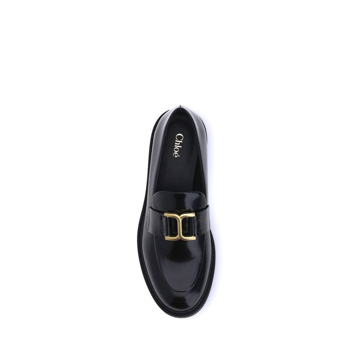 Chloé Black Calf Leather Bos Taurus Slip-On Loafers