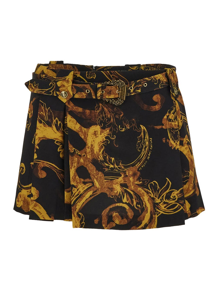 Versace Watercolor Couture Pleated Mini Skirt